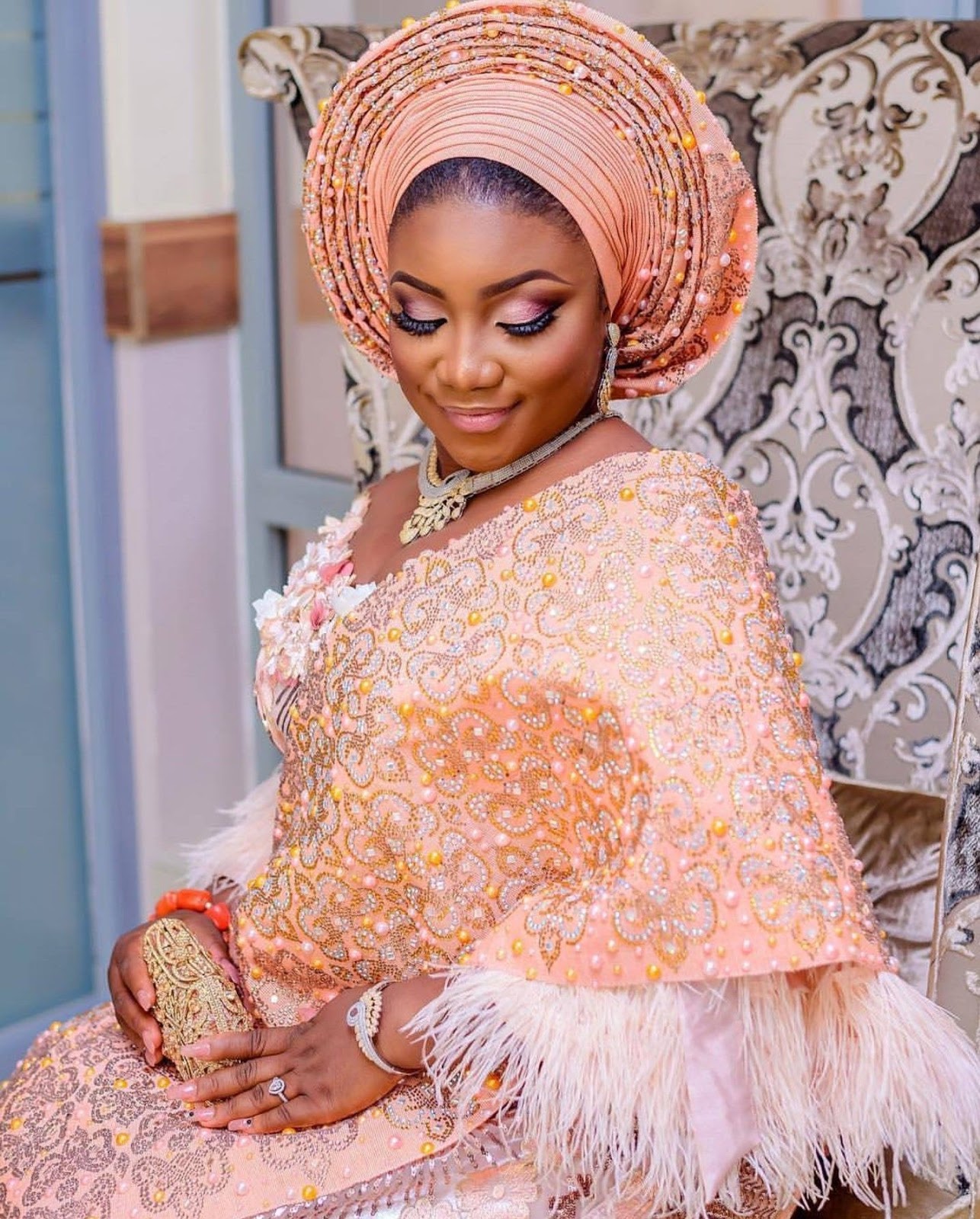 Mariée Foulard Africain Mariage Foulard Nigerian Mariage