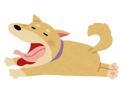 あくびをしている犬のイラスト