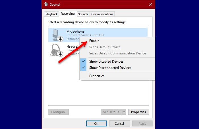 Windows 10에서 외부 마이크가 헤드폰으로 인식됨