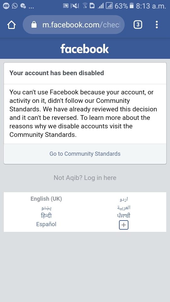 Go to community standards disable Facebook account how to recover disable Facebook account
