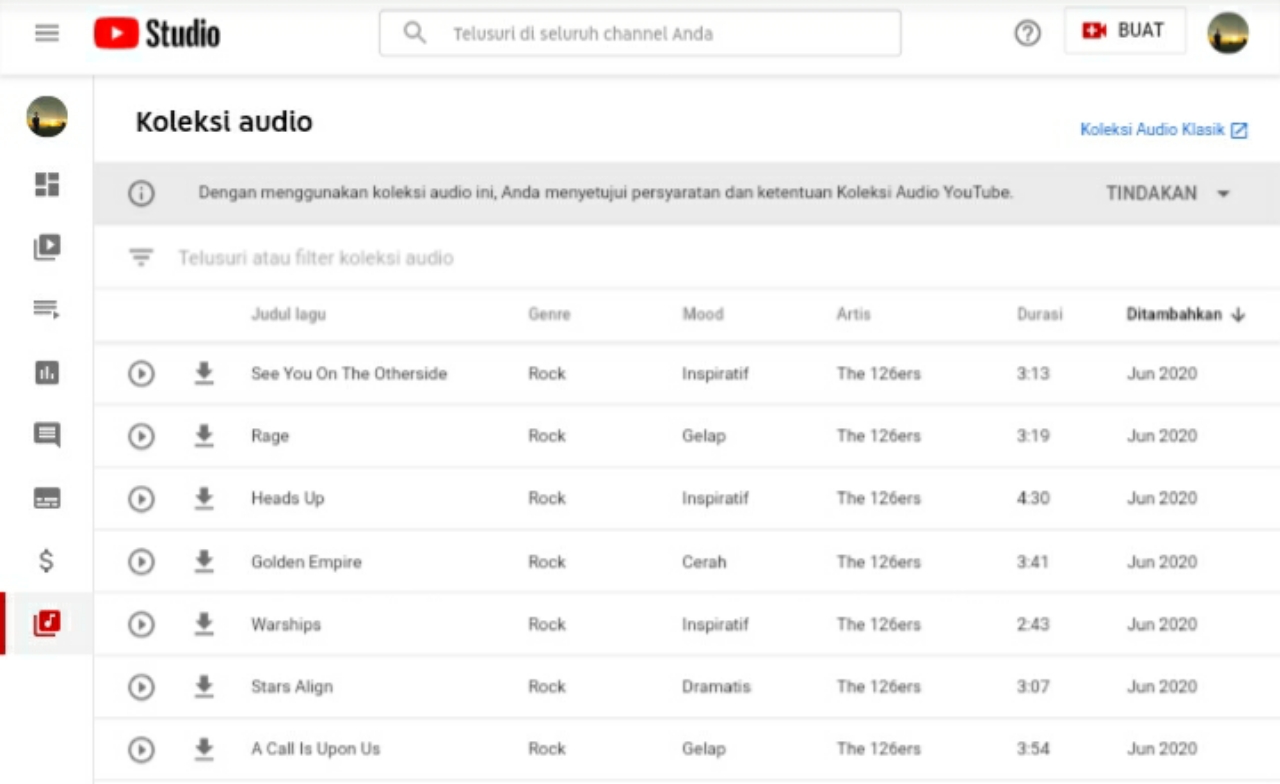 Cara download musik untuk backsound video youtube nocopyright