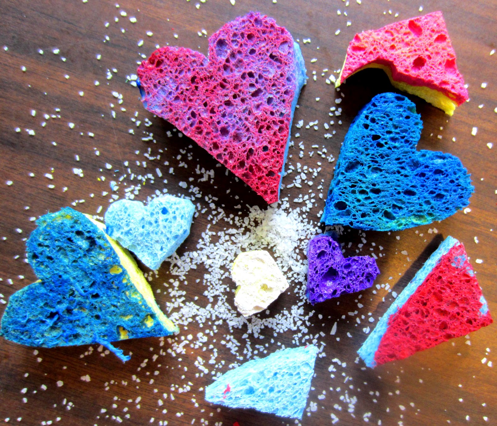 Mixed Media Valentine's Art Project (Sponge Painting, Salt, Crayon