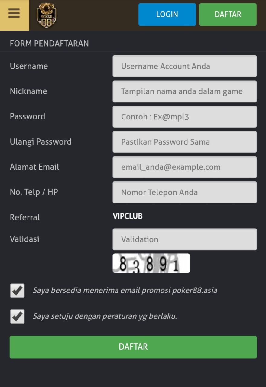 Cara Membuat Akun Di Poker 88 Situs Judi Online Terpercaya W M