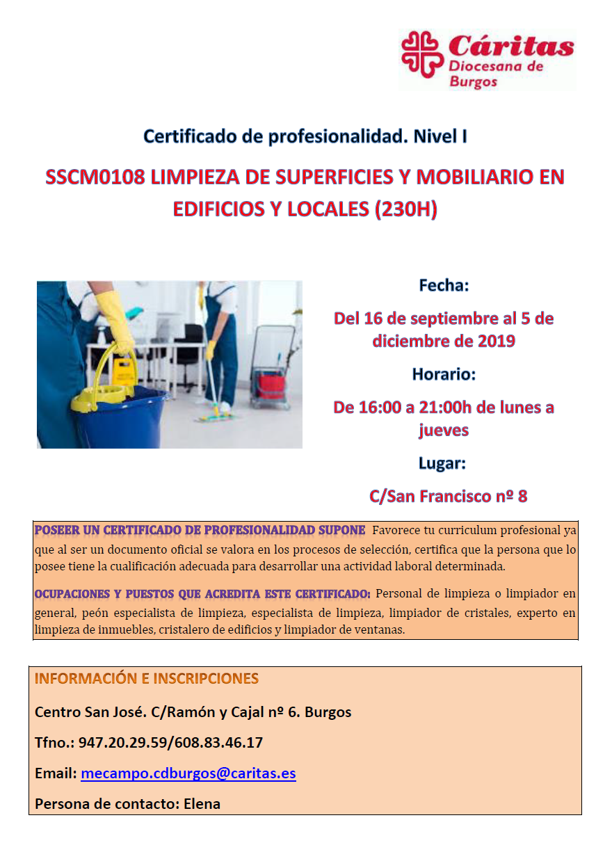 CURSO DE LIMPIEZA CÁRITAS