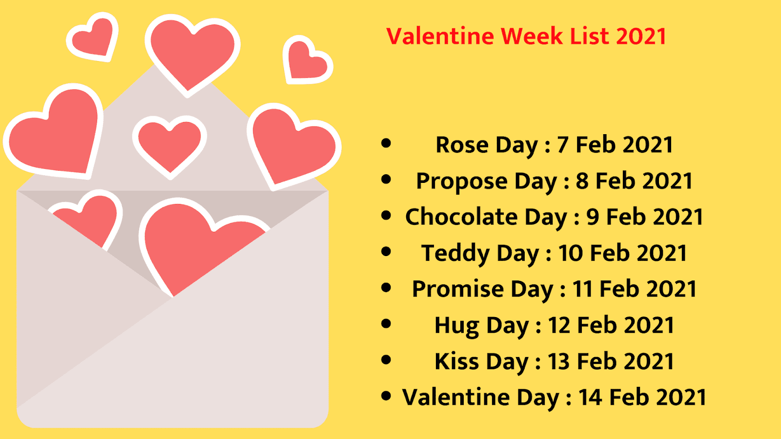 Valentine's Week 2021 Calendar February Days Week List