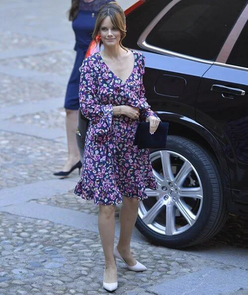 Princess Sofia wore &Other Stories tie frill dress. Princess Sofia wore a print floral midi dress by &Other Stories at City Hall