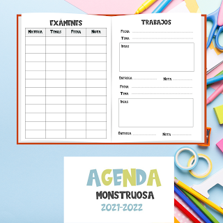 AGENDA ESCOLAR, A5, 2021, 2022, PDF, IMPRIMIR, MOSNTRUOS, HADAS, MARY POPPINS, INDIOS, VAQUEROS, WILD WEST