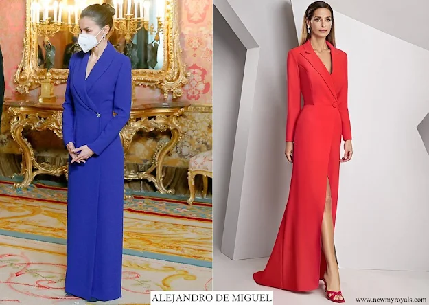 Queen Letizia wore Alejandro de Miguel Long Dress