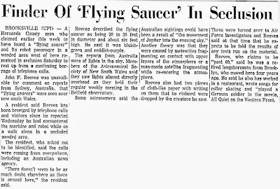 Finder of 'Flying Saucer' in Seclusion - The Herald-Tribune 3-7-1965