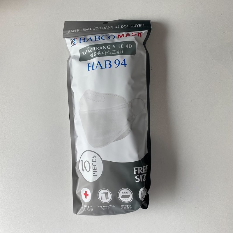 Habco Mask 01 thùng 30 gói khẩu trang 4D KF94 người lớn 10 chiếc/gói 10 22 5