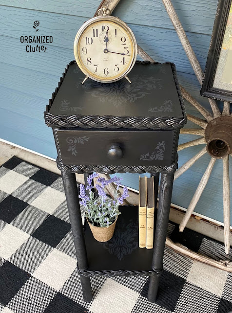 Garage Sale Vintage Plant Stand Makeover With Monochromatic Stenciling