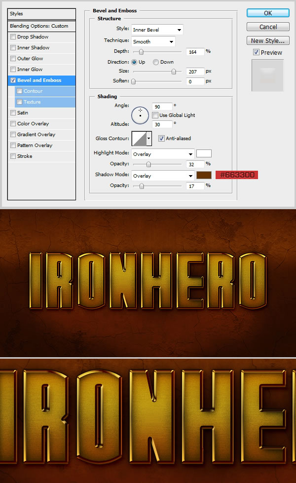 Efek Text IRON HERO 