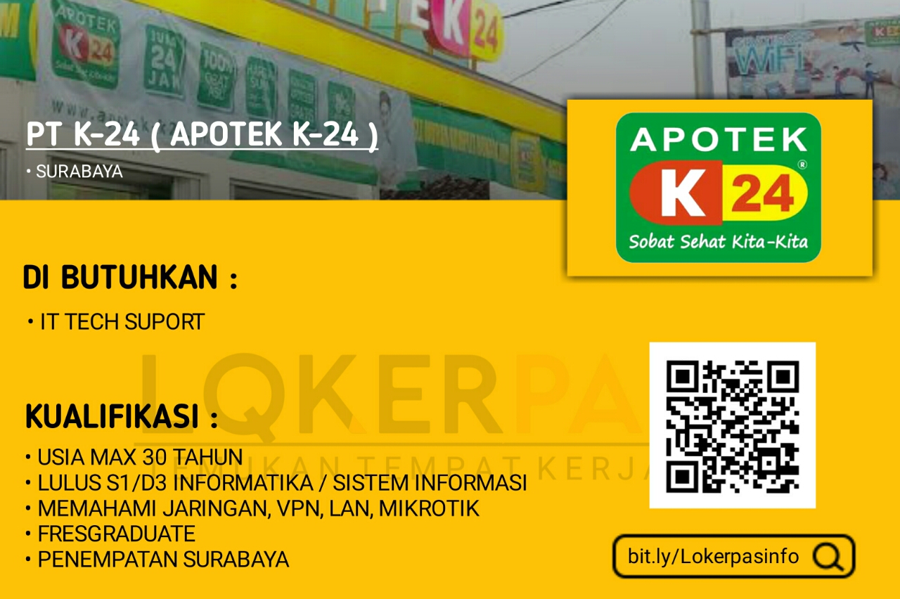 Lowongan kerja Apotek K-24 Surabaya 2021 - LOKERPASINFO