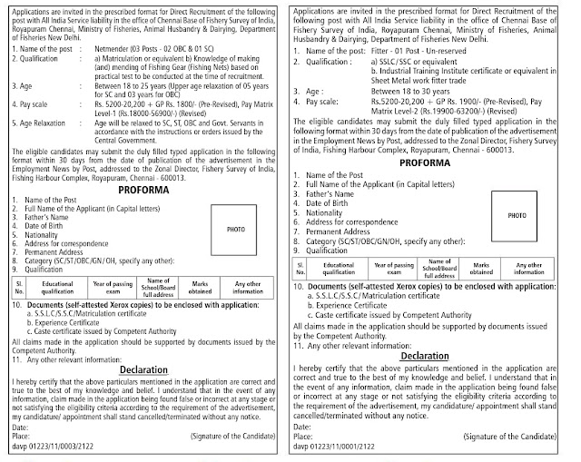 TN Fisheries Department Recruitment 2021 Apply 04 Netmender and Fitter