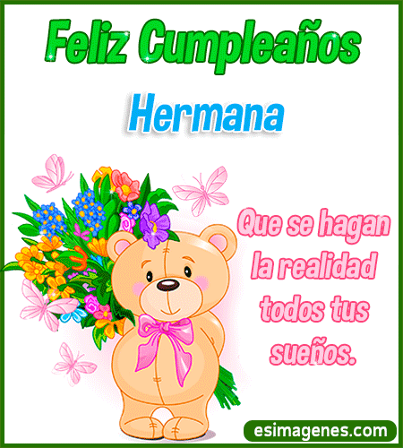 Hermana peluche de cumpleaños con flores Hermana peluche de cumpleaños con flores