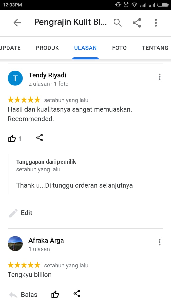 Testimoni Pelanggan Pengrajin Billion