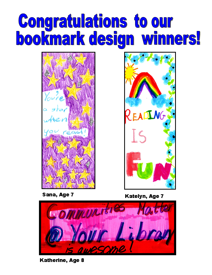OBPL Youth Services Blog: Bookmark Design Winners!