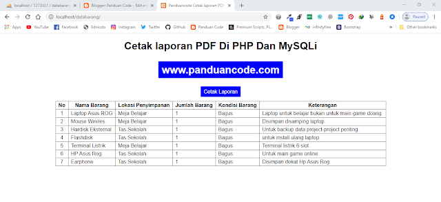 Cara Cetak Laporan PDF Di PHP