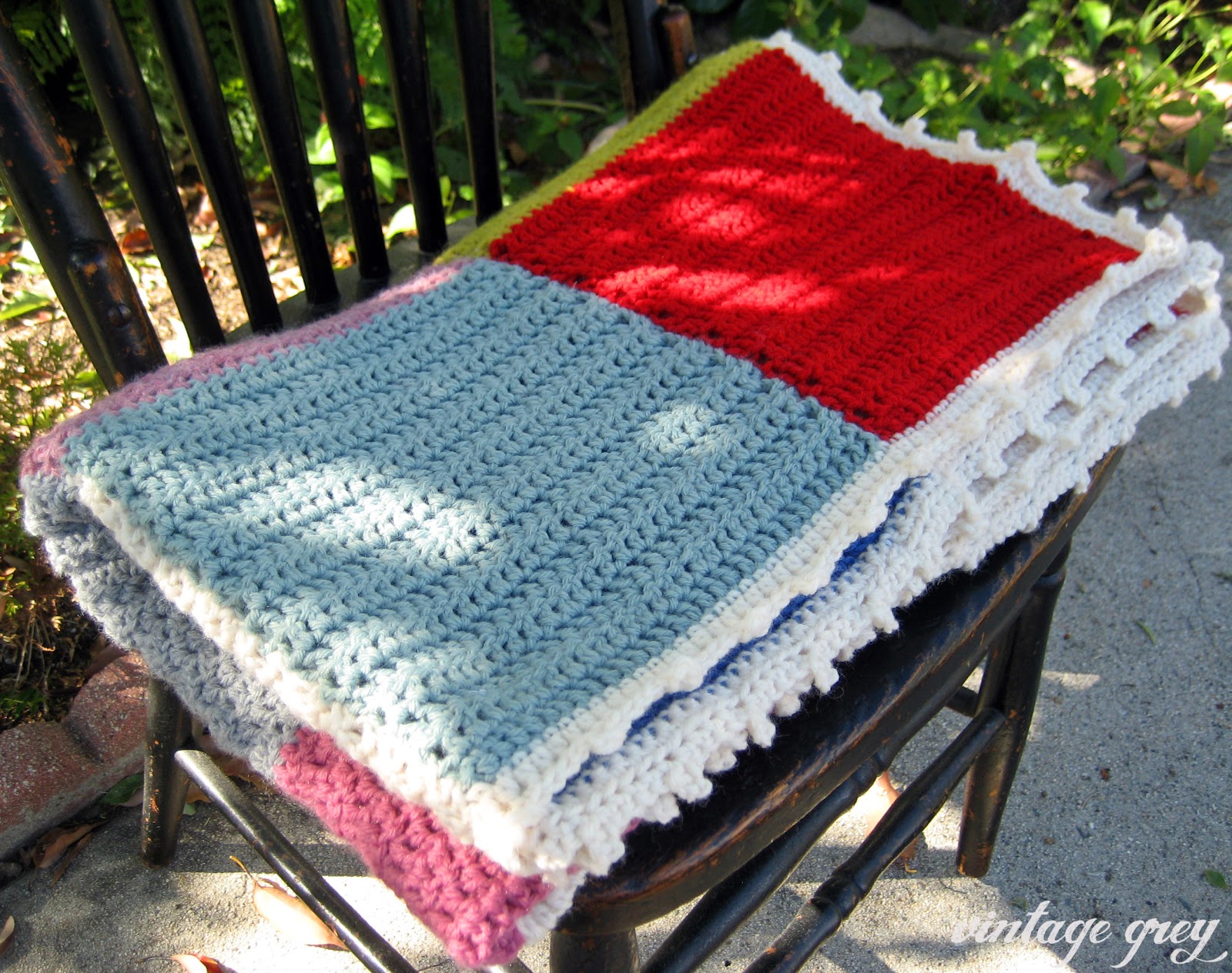 vintage grey a patchwork blanket