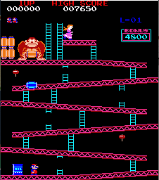 Animation from the original arcade version of Donkey Kong, barrel level.