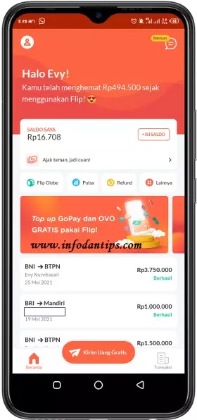 Pakai Aplikasi Flip Untuk Isi Dompet Digital Bebas Biaya Admin