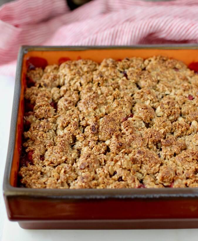 Cranberry Apple Crisp in a pan