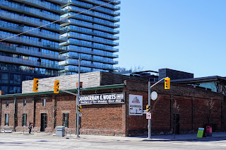 Historic distillery buildings that make up the Distillery District Toronto.