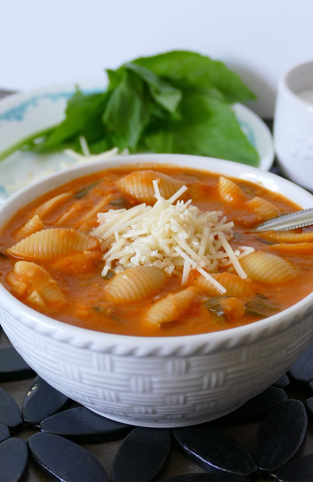 Roasted Tomato, Basil and Garlic Noodle Soup Recipe