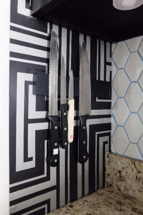 magnetic wall mount knife holder installed