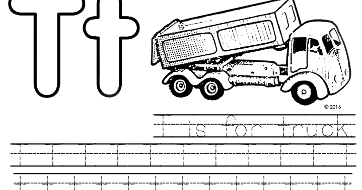 Crayon Palace: "T is for truck" alphabet coloring page