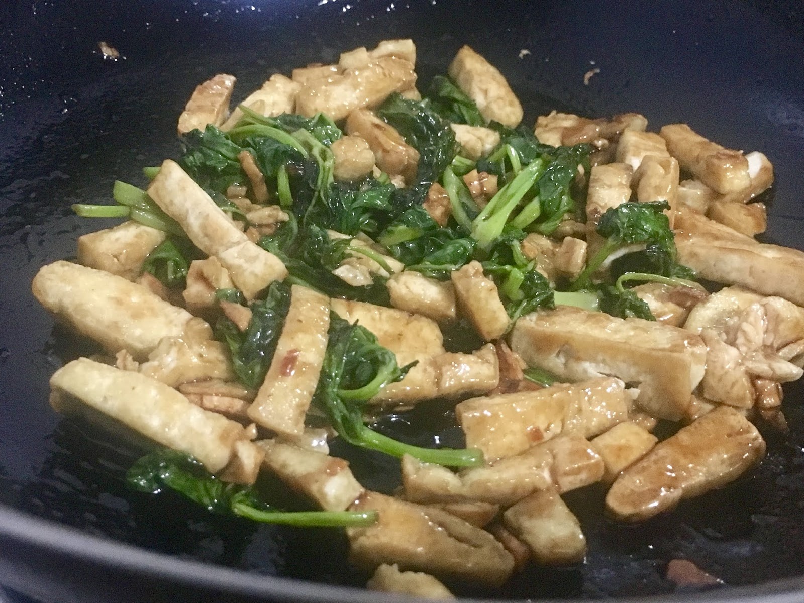 Tofu Dishes Fried Tofu with Kangkong and Dulong
