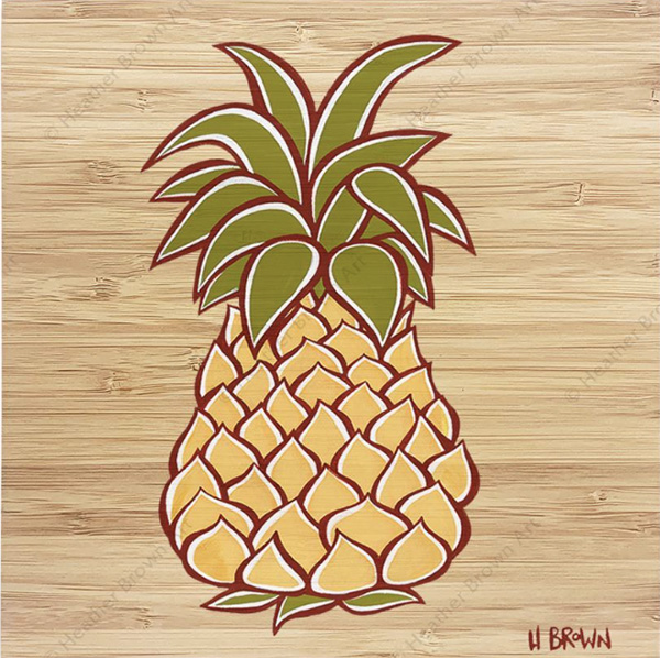 heather brown surf art pineapple Hawaiiana 