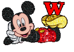 Alfabeto tintineante de Mickey Mouse recostado W. 