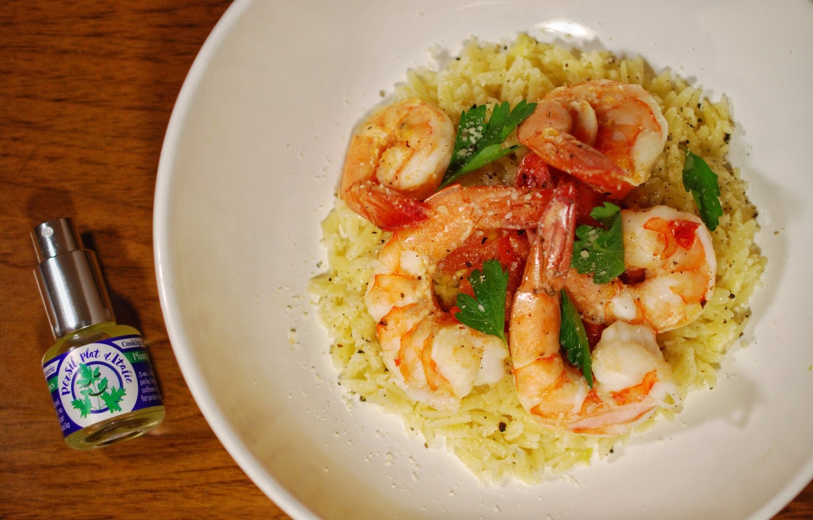 Nibbling Gypsy Parsley Tomato Shrimp With Lemon Pepper Orzo