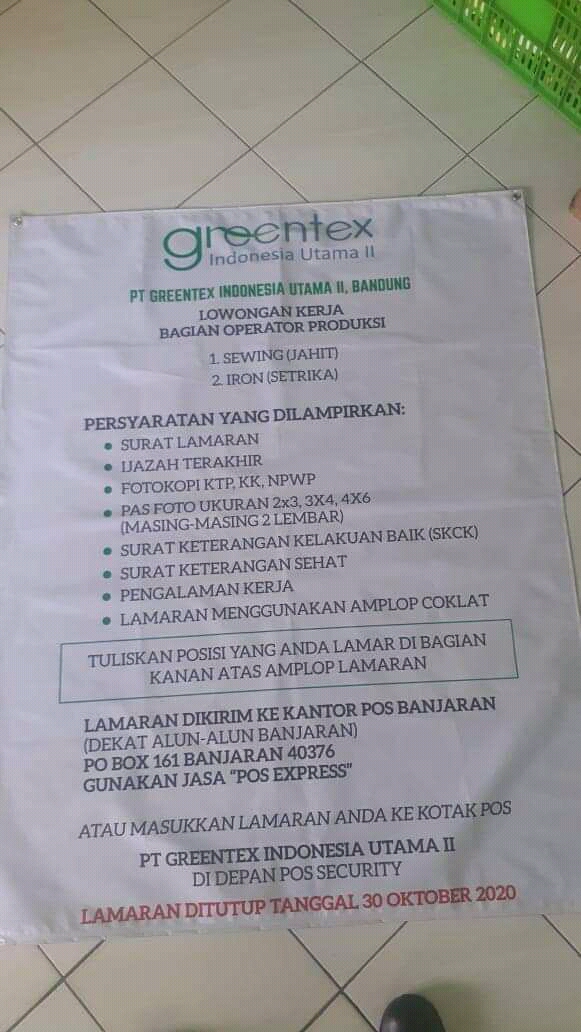 Lowongan Kerja Pt Greentex Indonesia Utama Ii Loker Bandung Lowongan Kerja Pt Greentex Indonesia Utama Ii Loker Bandung
