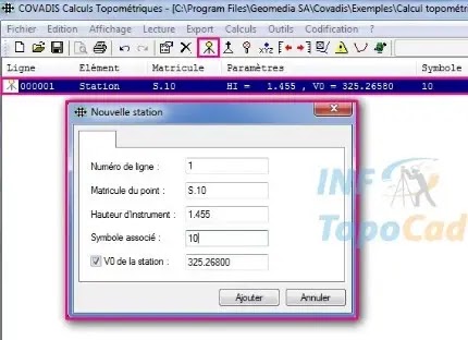 édition geobase, geobase covadis, éléments géobase, calculer les points, calcul topométriques, points topographique, rattachement, altimétrique, station, covadis geobase.