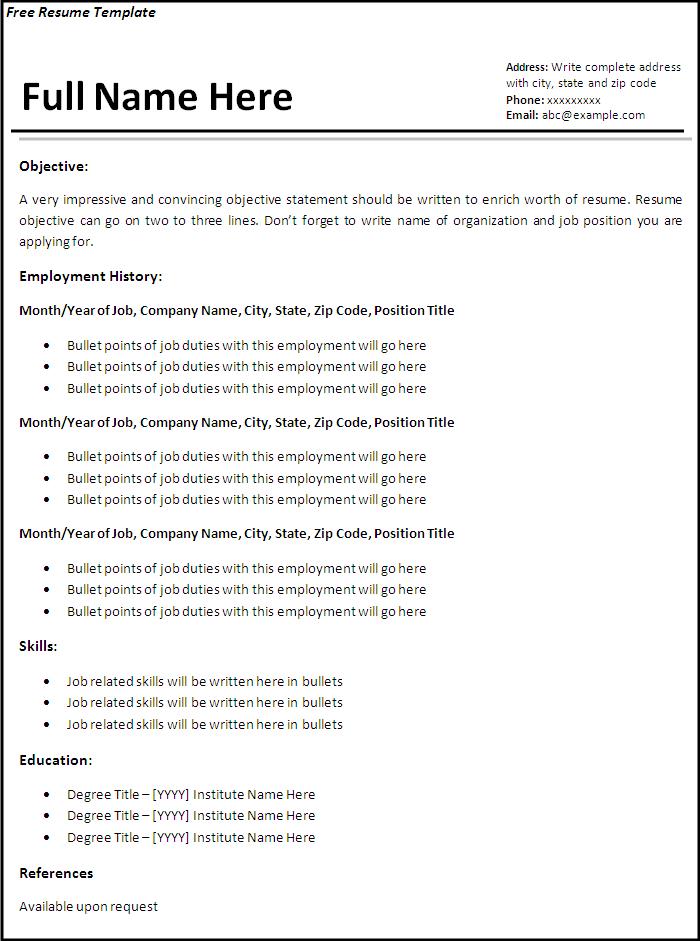 free resume templates download free resume templates download