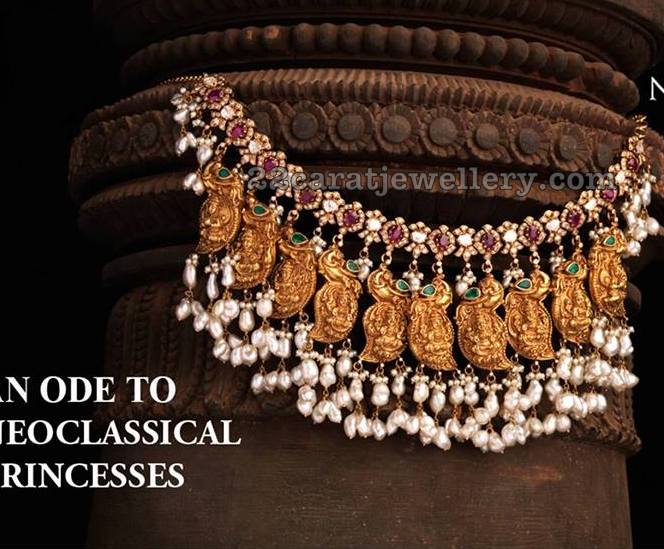 Mango Choker with Rice Pearls Jewellery Designs