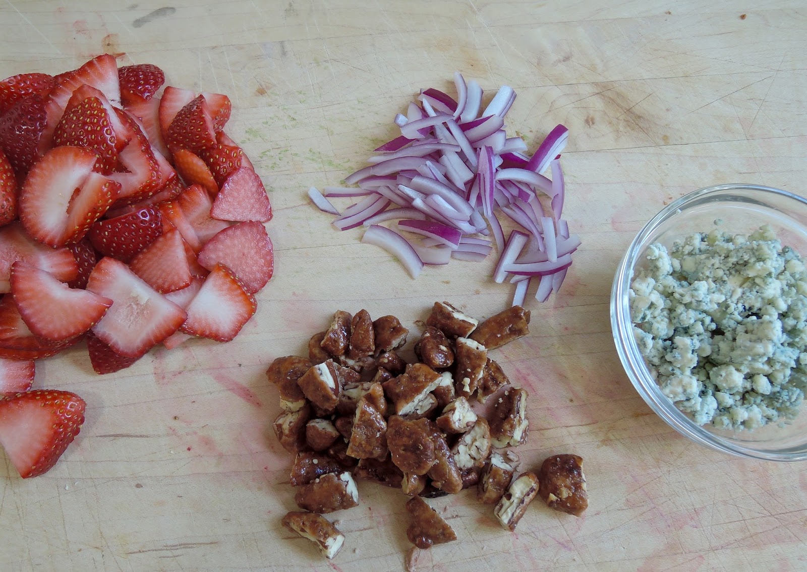 The Briny Lemon StrawberryChicken Salad with Blue Cheese and Honeyed