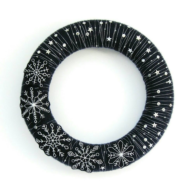 Embroidered Snowflakes Winter Wreath Tutorial Embroidered Snowflakes Winter Wreath Tutorial