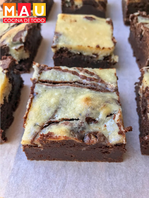 mau cocina de todo receta brownies queso crema philadelphia cheesecake marmoleados facil chocolatosos