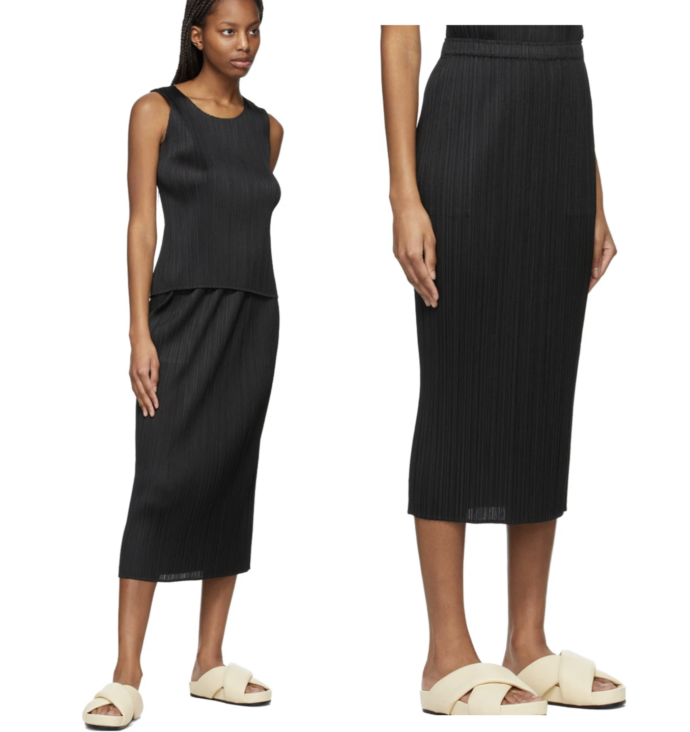 Check styling ideas for「Mame Kurogouchi AIRism Cotton Open Back Bra  Camisole、Mame Kurogouchi AIRism Cotton Slit Skirt」