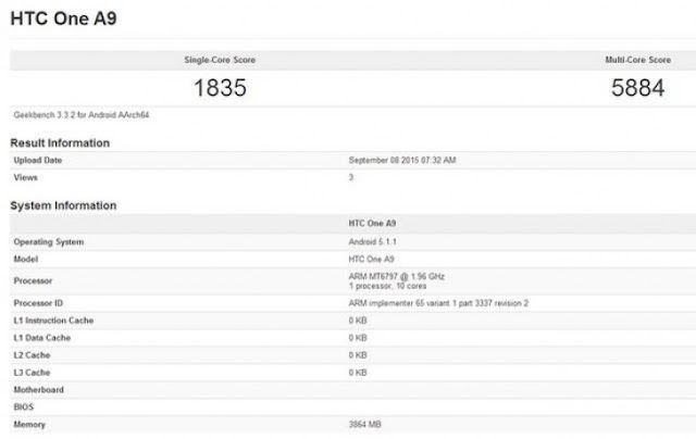  HTC One A9 akan mengacu dengan 10-core CPU dan RAM 4GB
