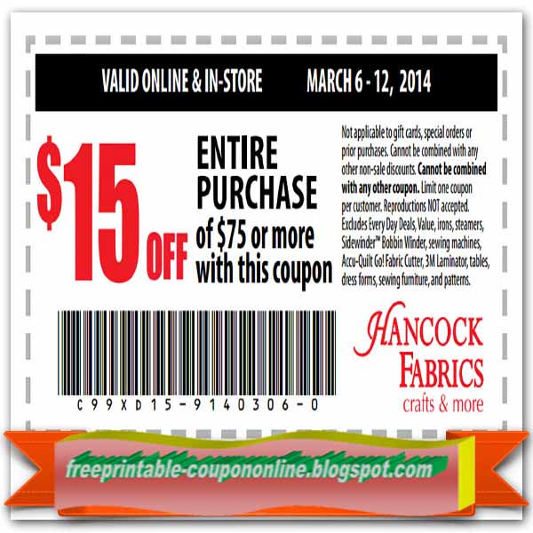 Printable Coupons 2021 Hancock Fabrics Coupons