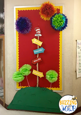 Celebrate Read Across America with these fun Seuss-themed ideas and activities! The entire week is chock full of events and tasty snacks and treats! Check out the cute bulletin boards and decorations we used to celebrate this fun week such as Seuss signposts and truffula trees! 