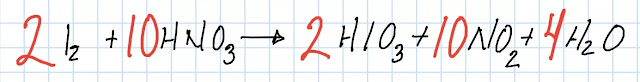 I2 + HNO3 → HIO3 + NO2 + H2O