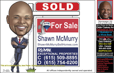 RE/MAX Real Estate Agent Sold Sign Caricature
