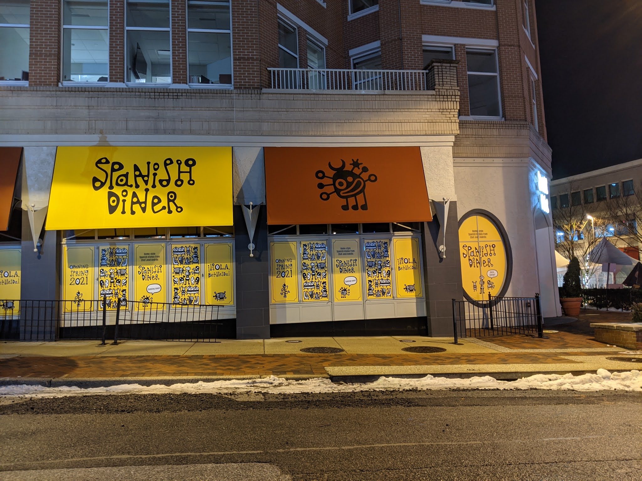 Robert Dyer Bethesda Row Spanish Diner awnings installed at Bethesda Row
