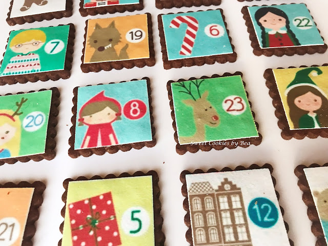 Calendario de adviento de galletas de chocolate