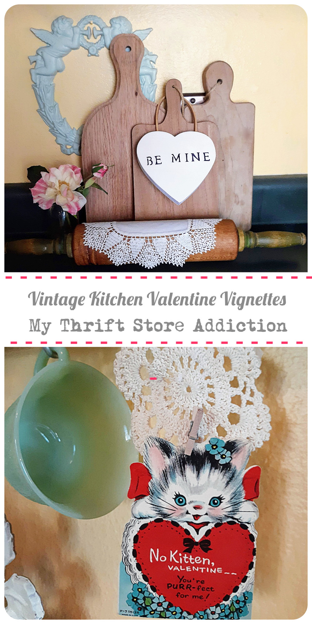 vintage kitchen Valentine vignettes